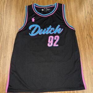 DUTCH Bros BROTHERS Large MAFIA Jersey PINK Teal Basketball TANK Coffee